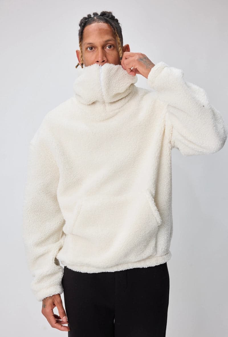 Eqrivo Sherpa Funnel Hoodie Ecru